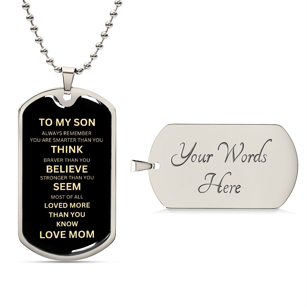 Dog Tag Necklace to my Son from Mom