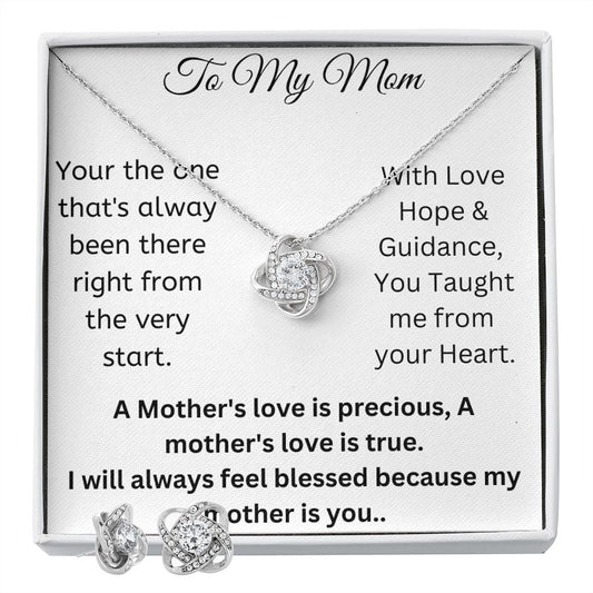 Love Knot Necklace & earring set for Mom