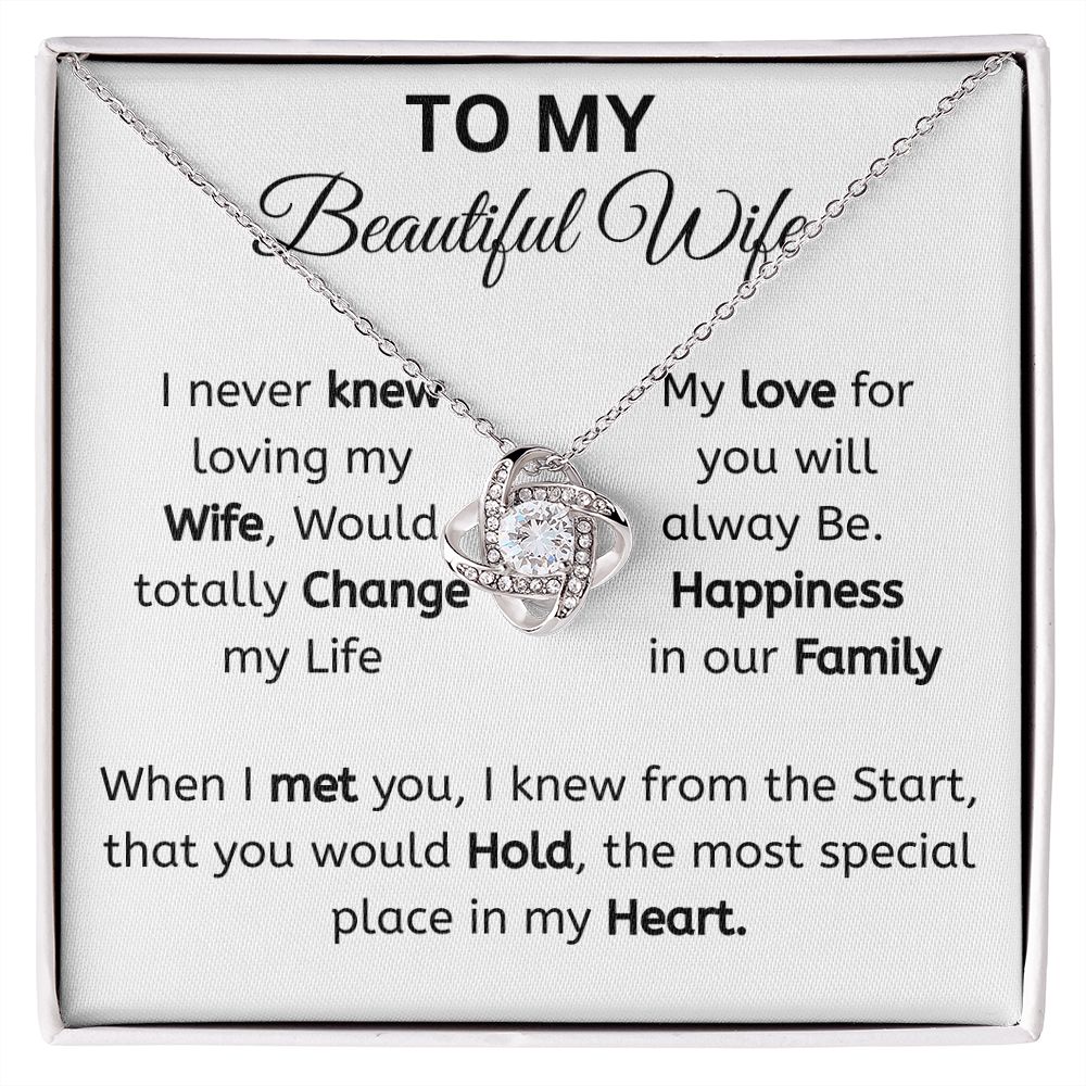 To My Beautiful Wife Love knot Necklace