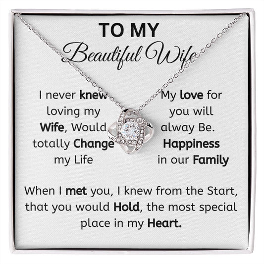 To My Beautiful Wife Love knot Necklace
