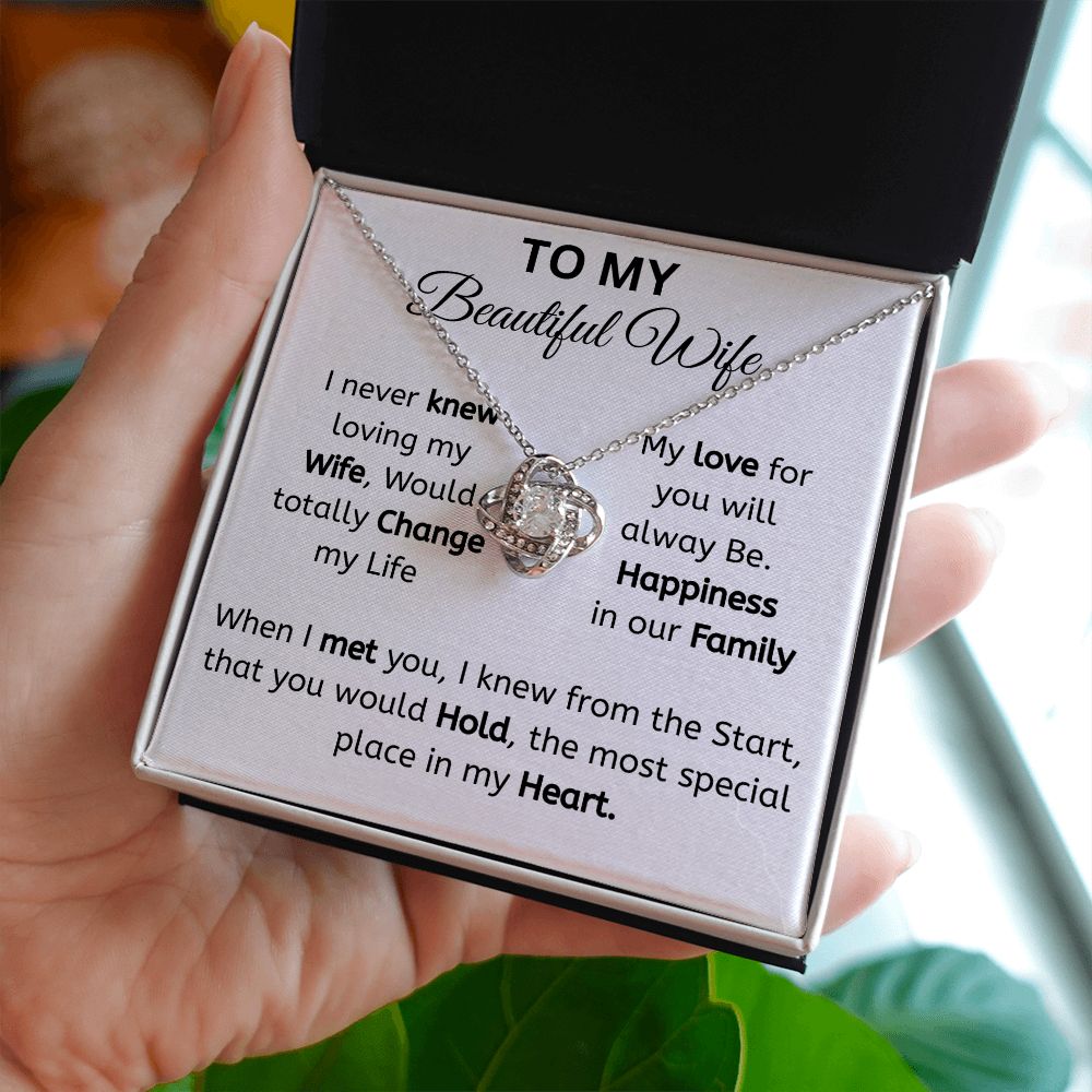 To My Beautiful Wife Love knot Necklace