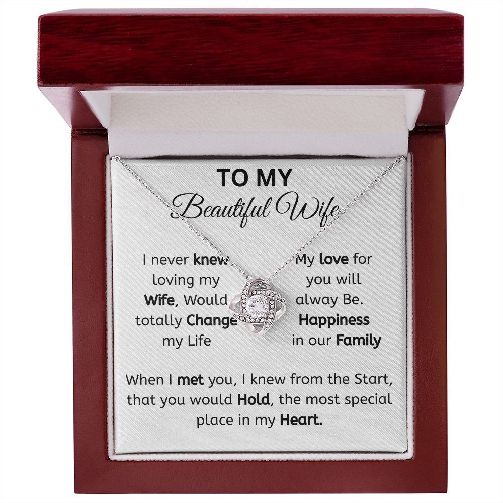 To My Beautiful Wife Love knot Necklace