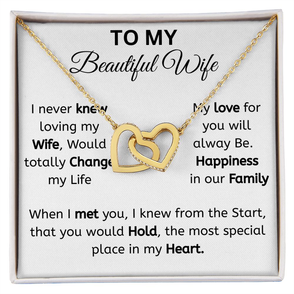 To My Beautiful Wife interlocking heart necklace