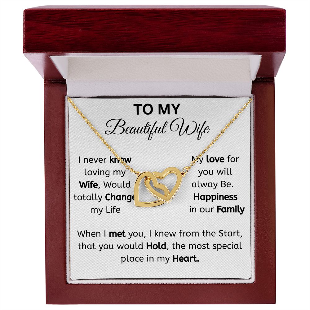 To My Beautiful Wife interlocking heart necklace