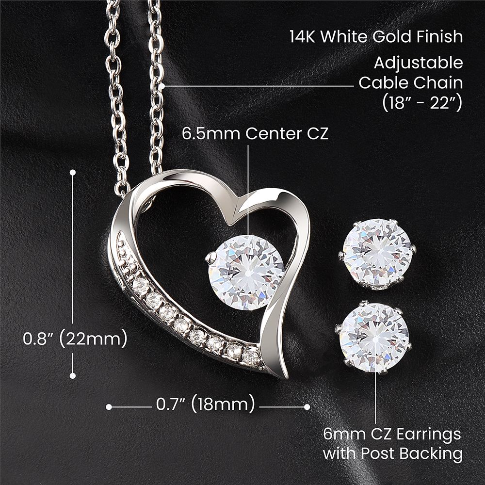 To My Soulmate Forever Love Necklace * with CZ clear earrings