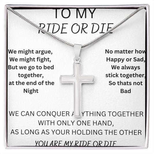 To My Ride or Die Stainless Cross Necklace