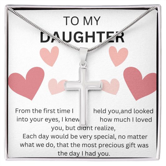 To My Daughter Stainless Cross Necklace